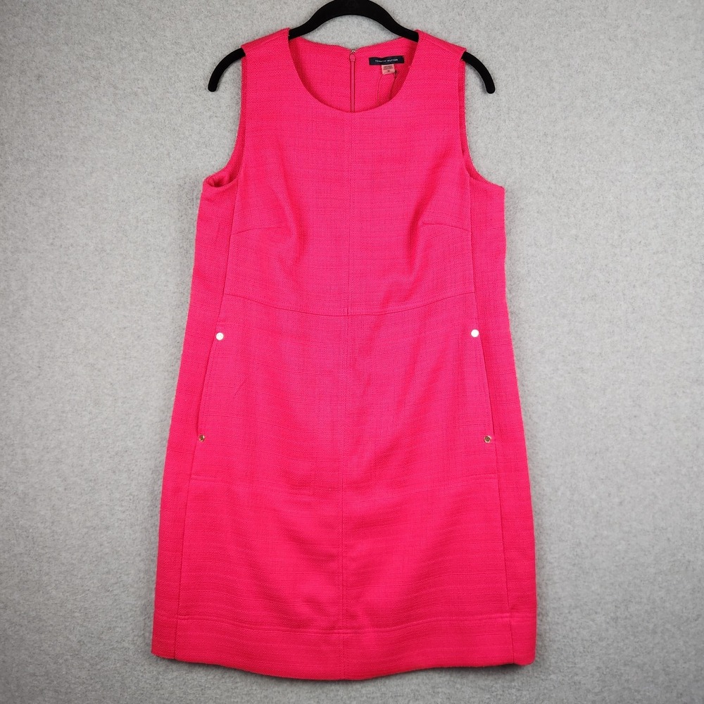 NWT Tommy‎ Hilfiger Hot Pink Hopsack Shift Dress Sleeveless Women's Size 10